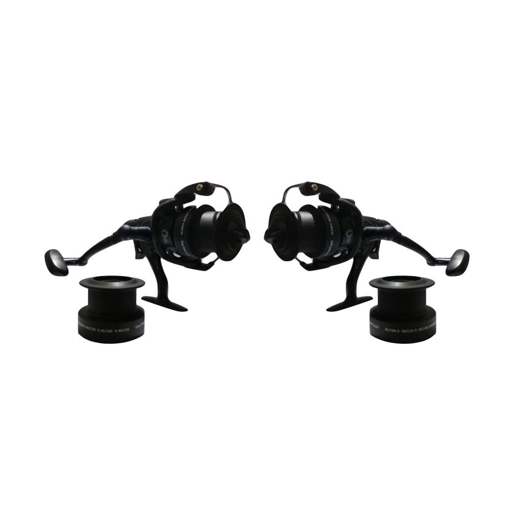 Set 2 Mulinete carp/feeder cu tambur long cast HFL6000 8 rulmenti si baitrunner